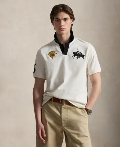 Polo Ralph Lauren Short Sleeve Jersey Knit Crest Logo Johnny Collar Polo In Multi
