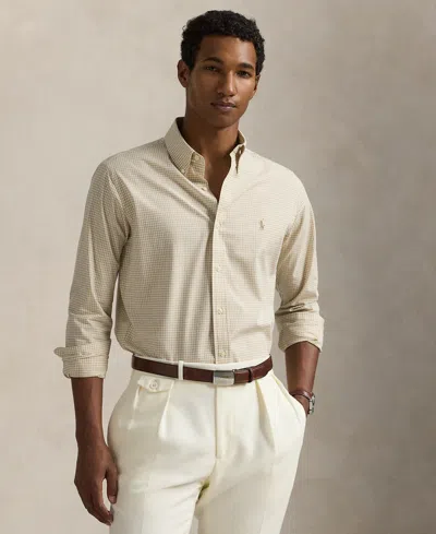 Polo Ralph Lauren Men's Classic-fit Gingham Stretch Poplin Shirt In Beige,white