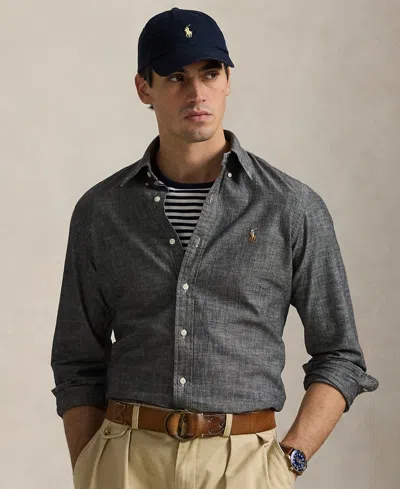 Polo Ralph Lauren Men's Classic-fit Indigo Chambray Shirt In Light Grey