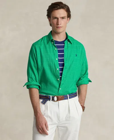 Polo Ralph Lauren Men's Classic Fit Linen Shirt In Grasshopper Green