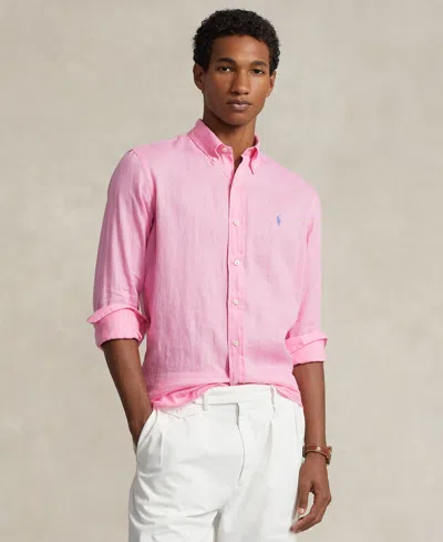 Polo Ralph Lauren Men's Classic Fit Linen Shirt In Florida Pink