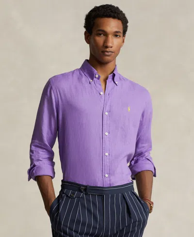 Polo Ralph Lauren Men's Classic-fit Linen Shirt In Purple Martin