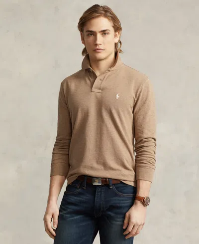 Polo Ralph Lauren Men's Classic Fit Long Sleeve Mesh Polo In Grey Cloud Heather