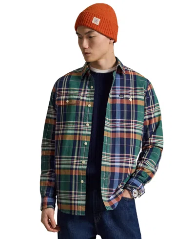 Polo Ralph Lauren Men's Classic Fit Long Sleeve Oxford Shirt In Green Orange Multi