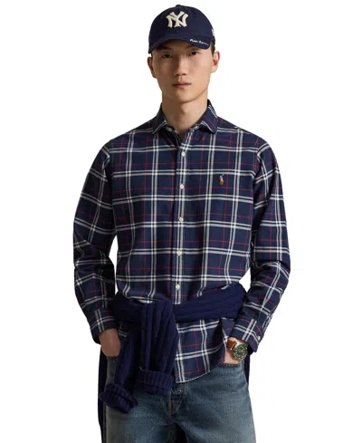 Polo Ralph Lauren Men's Classic Fit Long Sleeve Oxford Shirt In Navy Red White