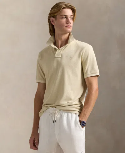 Polo Ralph Lauren Men's Classic-fit Mineral-dyed Mesh Polo Shirt In Natural