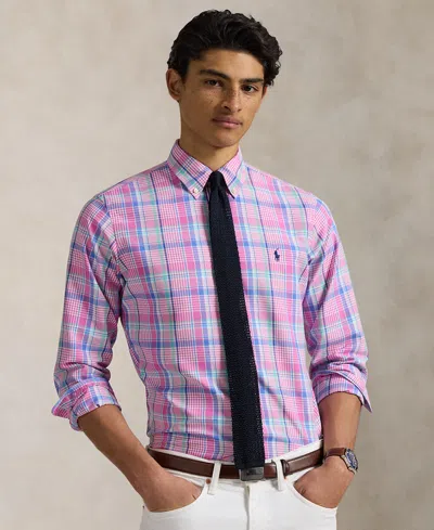 Polo Ralph Lauren Men's Classic-fit Performance Oxford Shirt In Pink Blue Multi