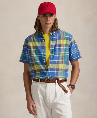 Polo Ralph Lauren Men's Classic-fit Plaid Oxford Camp Workshirt In Blue,yello
