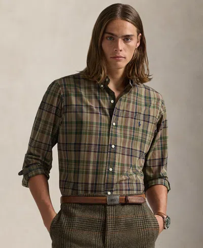 Polo Ralph Lauren Men's Classic Fit Plaid Performance Shirt In 6619 Khaki Navy Multi