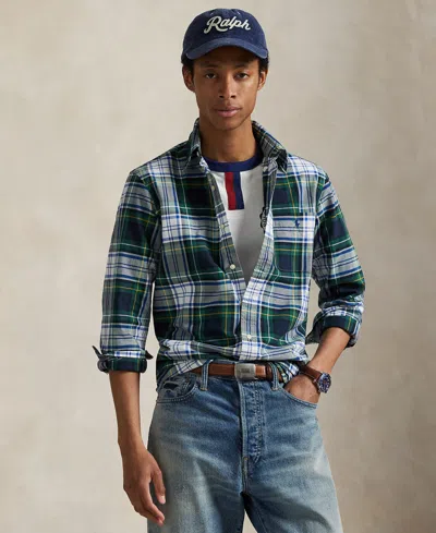 Polo Ralph Lauren Men's Classic-fit Plaid Oxford Shirt In Green