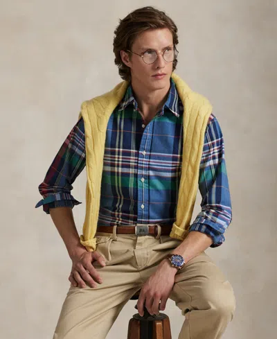 Polo Ralph Lauren Men's Classic-fit Plaid Oxford Shirt In Blue