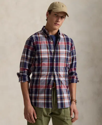 Polo Ralph Lauren Men's Classic Fit Plaid Performance Shirt In Navy,red Multi