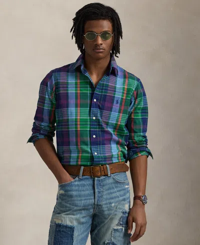 Polo Ralph Lauren Men's Classic-fit Plaid Performance Shirt In Green,navy Multi