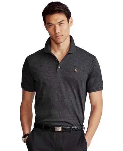 Polo Ralph Lauren Classic Fit Soft Cotton Polo Shirt In Black Marl Heather