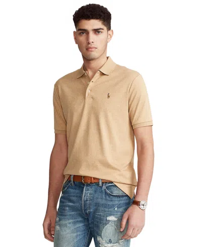 Polo Ralph Lauren Men's Classic-fit Stretch Mesh Polo Shirt In Classic Camel Heather