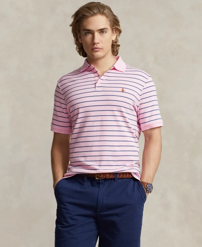 Polo Ralph Lauren Men's Classic-fit Soft Cotton Polo Shirt In Carmel Pink,light Navy