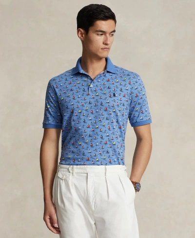 Polo Ralph Lauren Men's Classic-fit Soft Cotton Polo Shirt In High Tide Convo Ne Blue