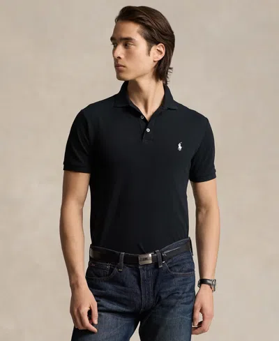 Polo Ralph Lauren Custom Slim Fit Mesh Polo Shirt In Black