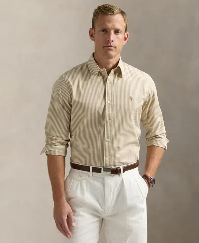 Polo Ralph Lauren Men's Classic-fit Stretch Poplin Shirt In Coastal Beige,white
