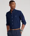 Polo Ralph Lauren Blue Shirt With Button-down Collar And Pony Embroidery On The Front In Newport Navy