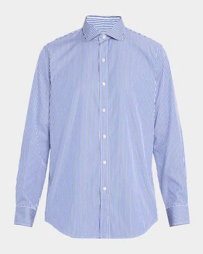 Polo Ralph Lauren Men's Classic Fit Stripe Poplin Sport Shirt In Blue