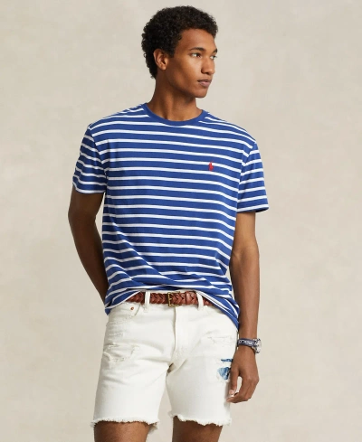 Polo Ralph Lauren Men's Classic-fit Striped Jersey T-shirt In Beach Royal,white