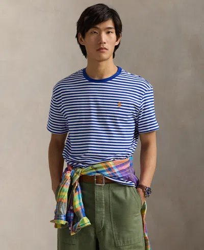 Polo Ralph Lauren Men's Classic-fit Striped Jersey T-shirt In Blue Saturn,white