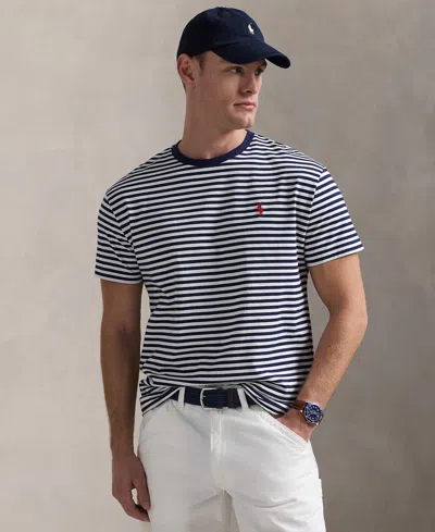 Polo Ralph Lauren Men's Classic-fit Striped Jersey T-shirt In Deckwash White,newport Navy