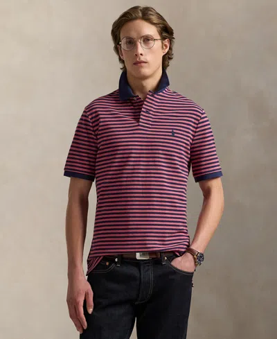 Polo Ralph Lauren Men's Classic-fit Striped Mesh Polo Shirt In Purple