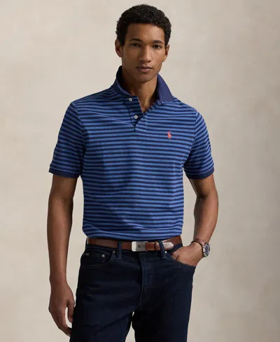 Polo Ralph Lauren Men's Classic-fit Striped Mesh Polo Shirt In Blue