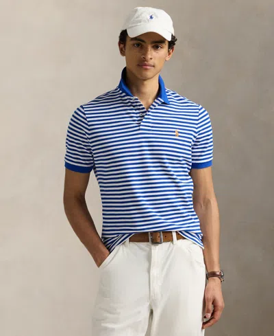 Polo Ralph Lauren Men's Classic-fit Striped Mesh Polo Shirt In Blue Saturn,white
