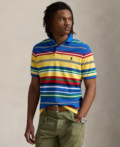 Polo Ralph Lauren Men's Classic-fit Striped Mesh Polo Shirt In Oasis Yellow Multi
