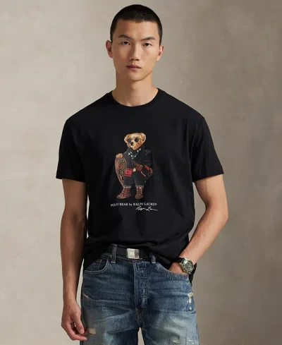 Polo Ralph Lauren Slim-fit Crew Neck T-shirt With Graphic Bear Print In Black