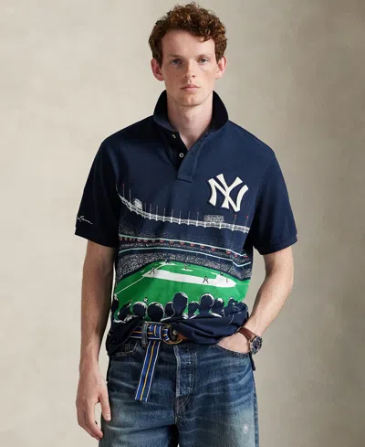 Polo Ralph Lauren X Yankees Logo-embroidered Polo Shirt In Blue
