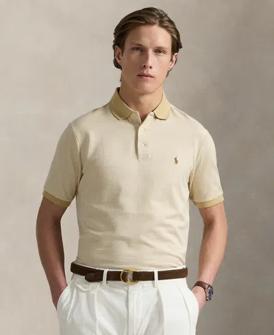 Polo Ralph Lauren Men's Classic Houndstooth Jersey Polo Shirt In Nude