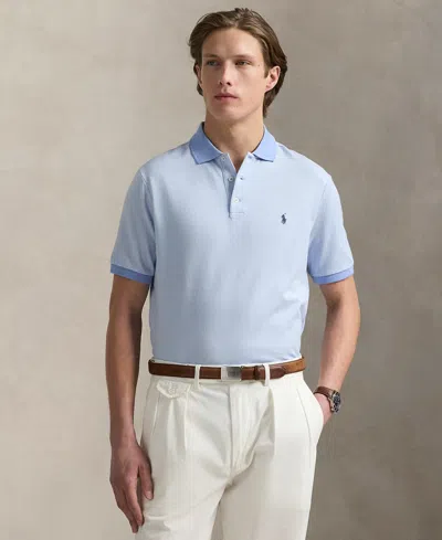 Polo Ralph Lauren Men's Classic Houndstooth Jersey Polo Shirt In Blue