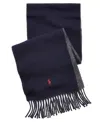 Polo Ralph Lauren Men's Classic Reversible Scarf In Newport Navy,harvard Wine