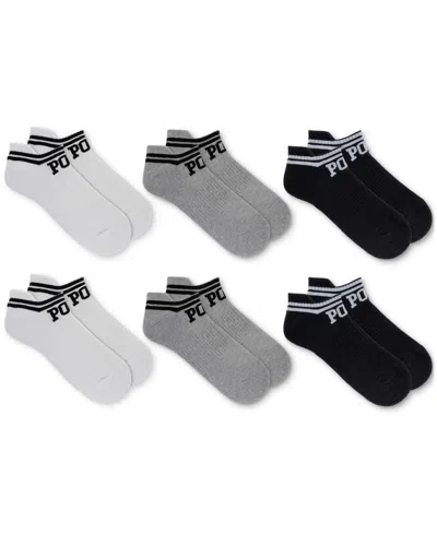 Polo Ralph Lauren Men's 6-pk. Double Bar Stripe Low Cut Socks In Whast