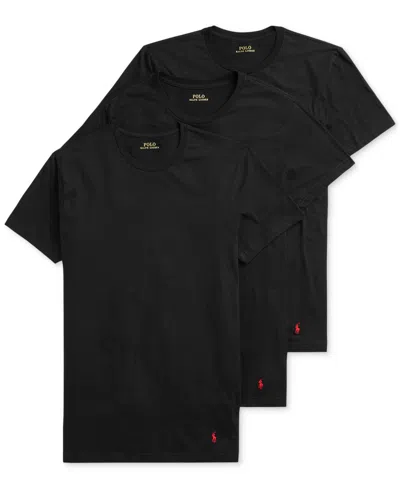 Polo Ralph Lauren Men's 3-pack V-neck Classic Undershirts In Polo Black