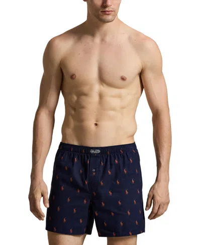 Polo Ralph Lauren Cotton Flannel Boxer In Cruise Navy In Multi