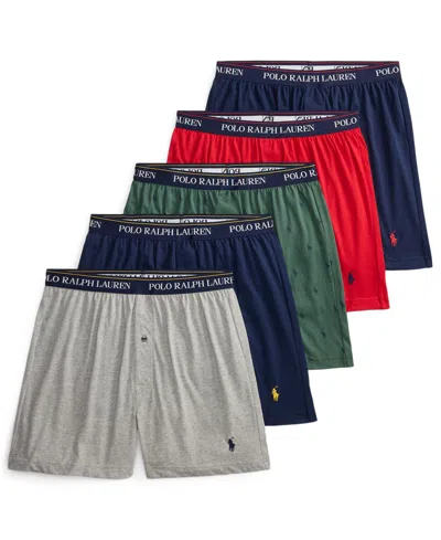 Polo Ralph Lauren Men's Classic-fit Cotton Knit Boxers, 5-pack In Multi