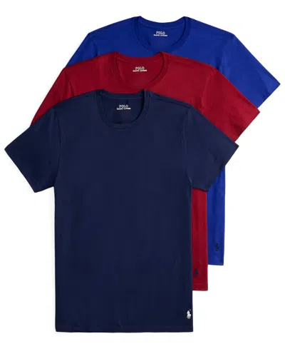 Polo Ralph Lauren Men's Classic-fit Cotton Undershirt, 3-pack In Cruise Navy,holiday Red,heritage Royal
