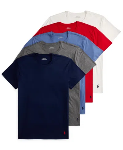 Polo Ralph Lauren Men's Classic-fit Cotton Undershirt, 5-pack In Cruise Navy,charcoal Heather,carson Blue