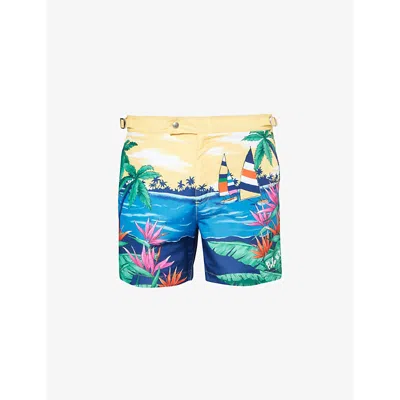 Polo Ralph Lauren Monaco Graphic-print Swim Shorts In Club Sail