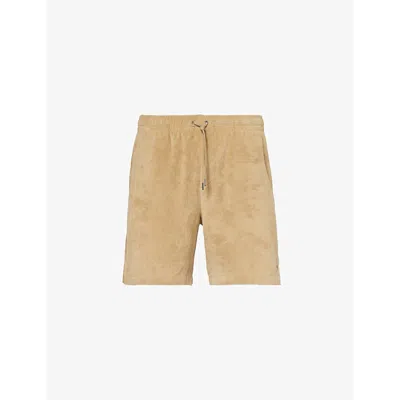 Polo Ralph Lauren Mens Coastal Beige Brand-embroidered Terry-texture Cotton-blend Shorts