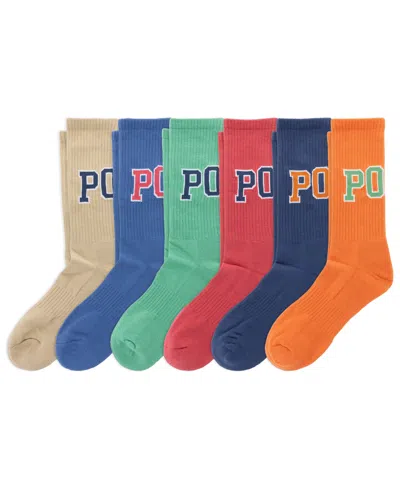 Polo Ralph Lauren Men's Color Block Logo Ribbed Crew Socks, 6-pack In Multi