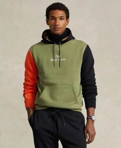 Polo Ralph Lauren Men's Color-blocked Logo Double-knit Hoodie In Tree Green Multi