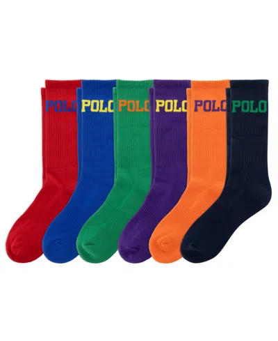 Polo Ralph Lauren Men's Color Logo Crew Socks, 6-pack In Multi