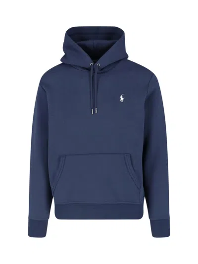 Polo Ralph Lauren Classic Hoodie Sweater With Adjustable Drawstring And Embroidered Logo In Purple