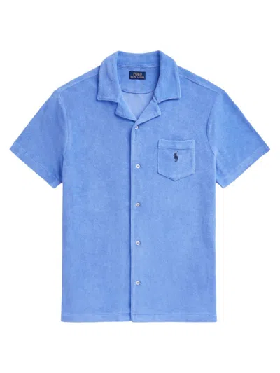 Polo Ralph Lauren Men's Cotton-blend Terry Camp Shirt In Harbor Is Land Blue